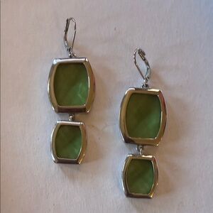 Elegant Green and Silver Drop Earrings